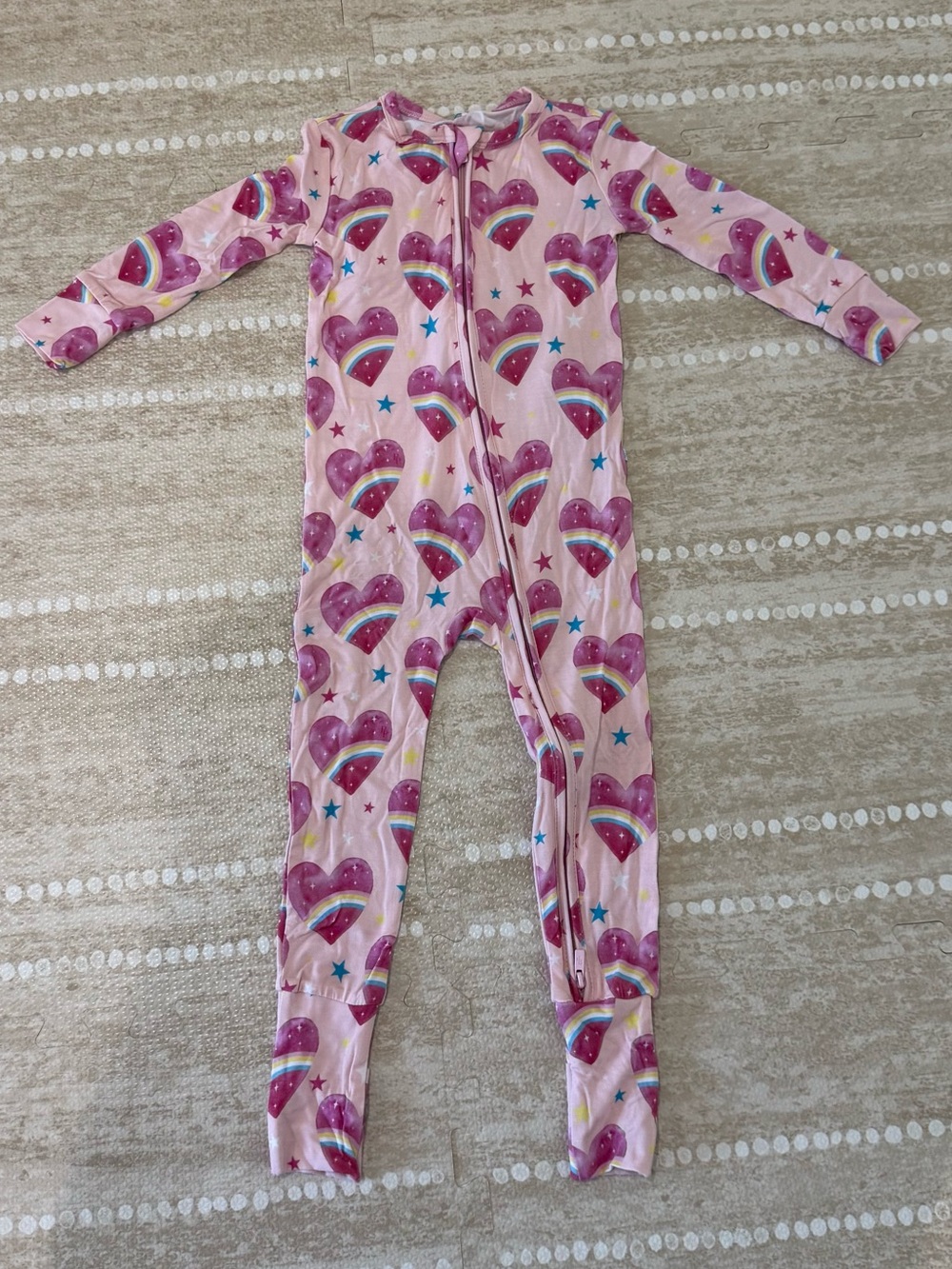 NIB NWT Posh Peanut Pink Rainbow Hearts Zip Jammies 18-24 months